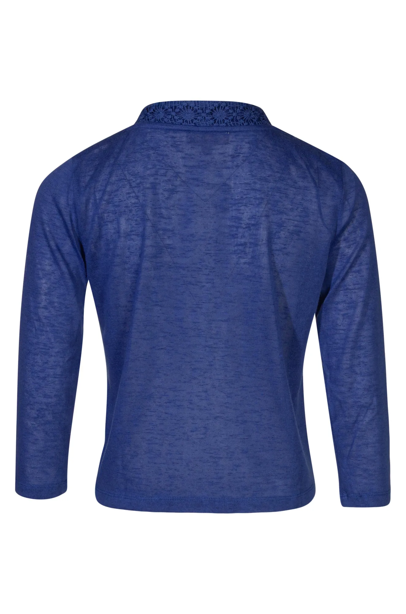 Breathable Style 3/4 sleeve Cardigan with lace trim | MED BLUE | 7093A1