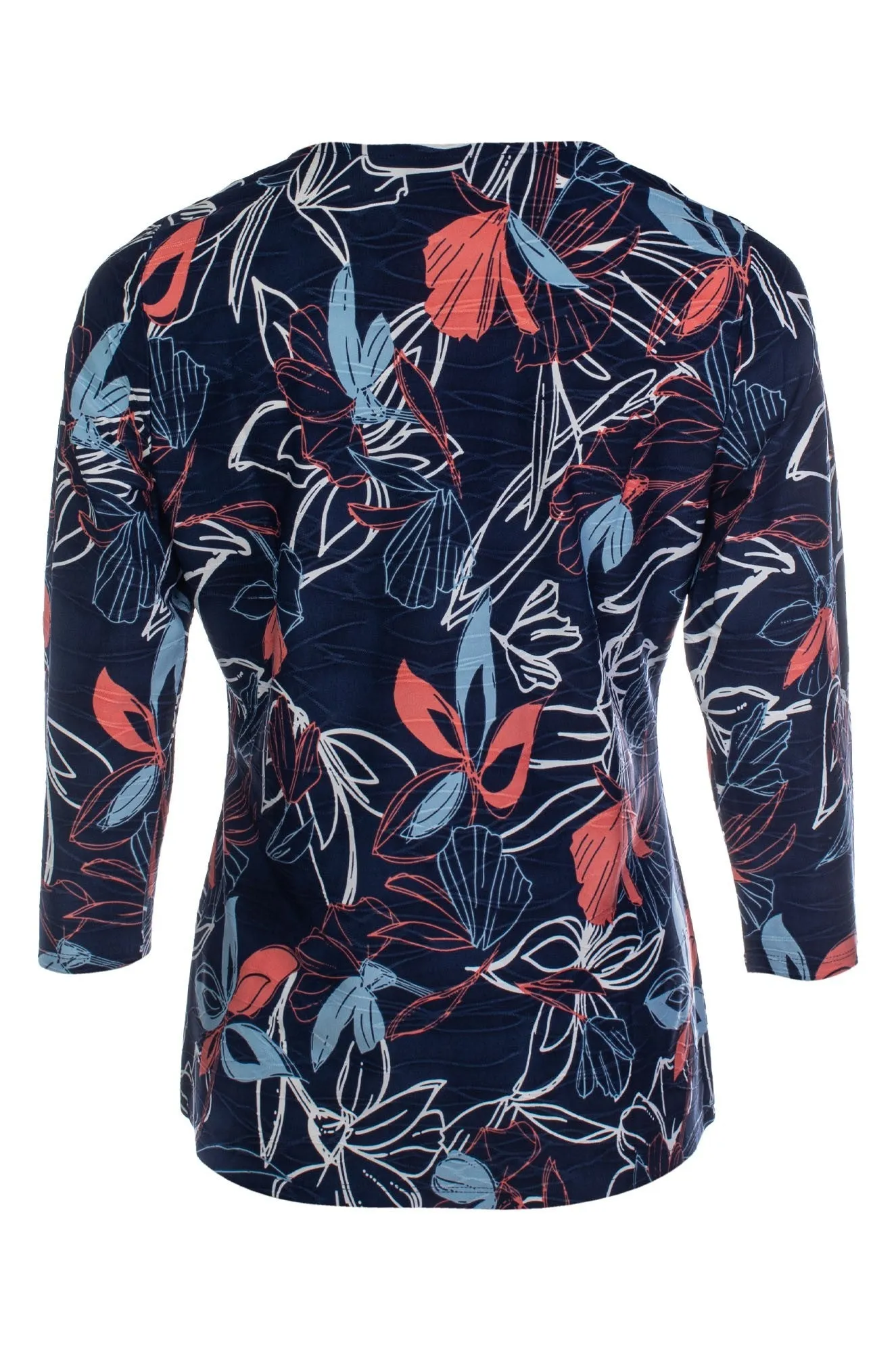 Activewear Clothing Easy Tunic Top | Navy Coral Petals | 9121C1