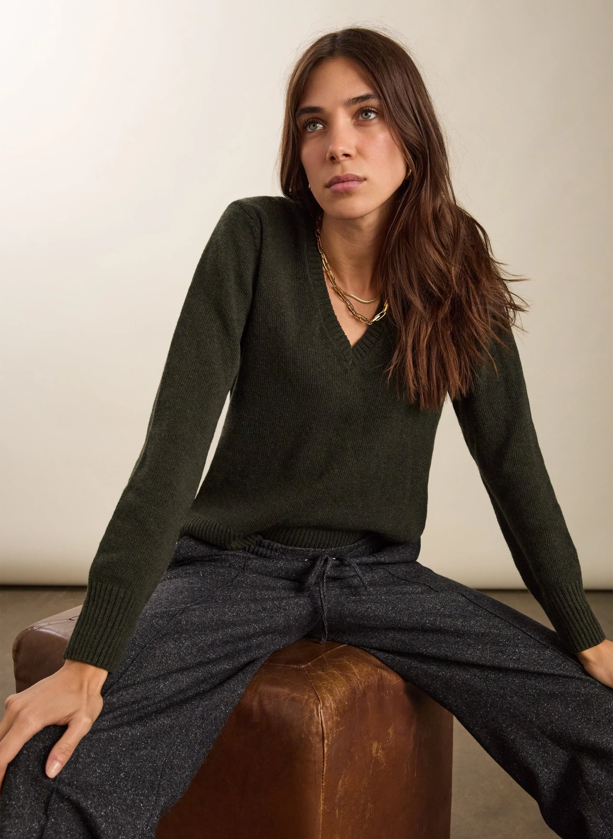 Emmeline Wool Blend V-Neck?Jumper SoftTouch Material