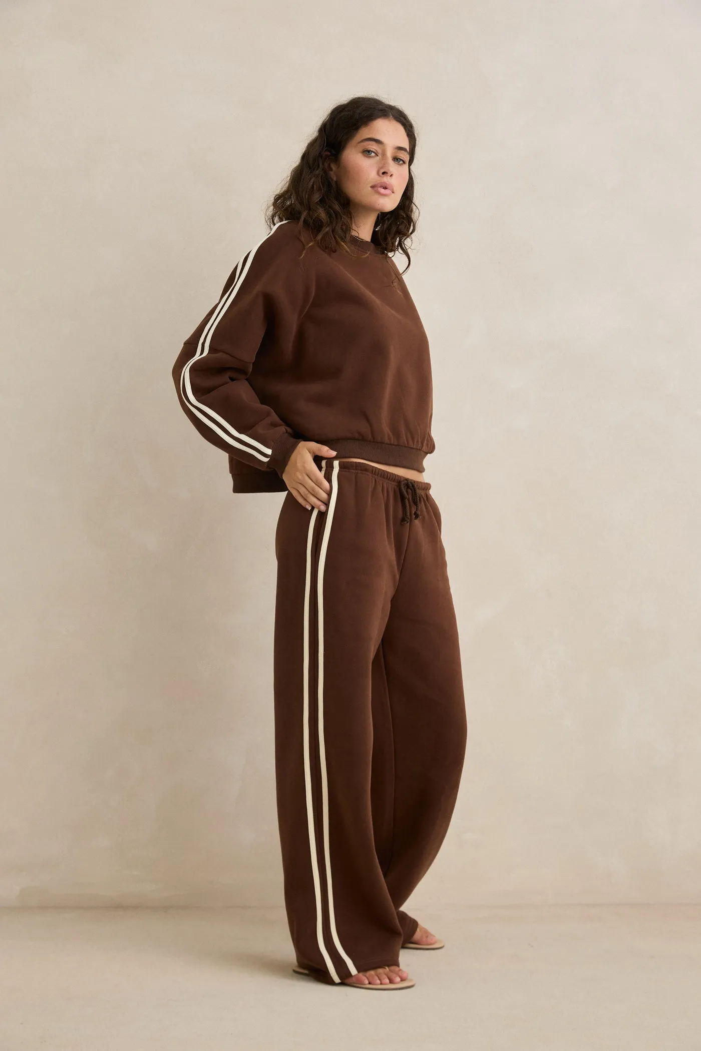 Cozy Design Contrast Trackpant Brown
