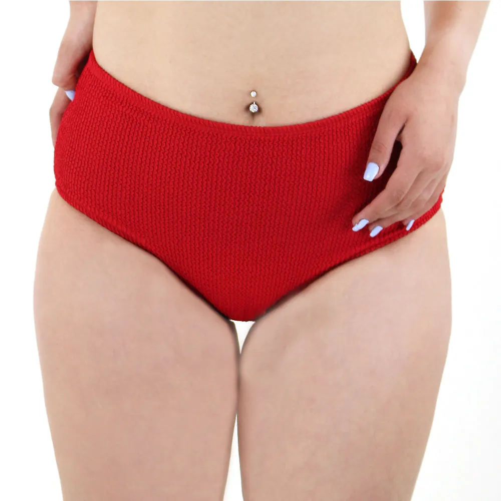 Women's Smocked Bikini Bottom,Red Zero Gravity Feel