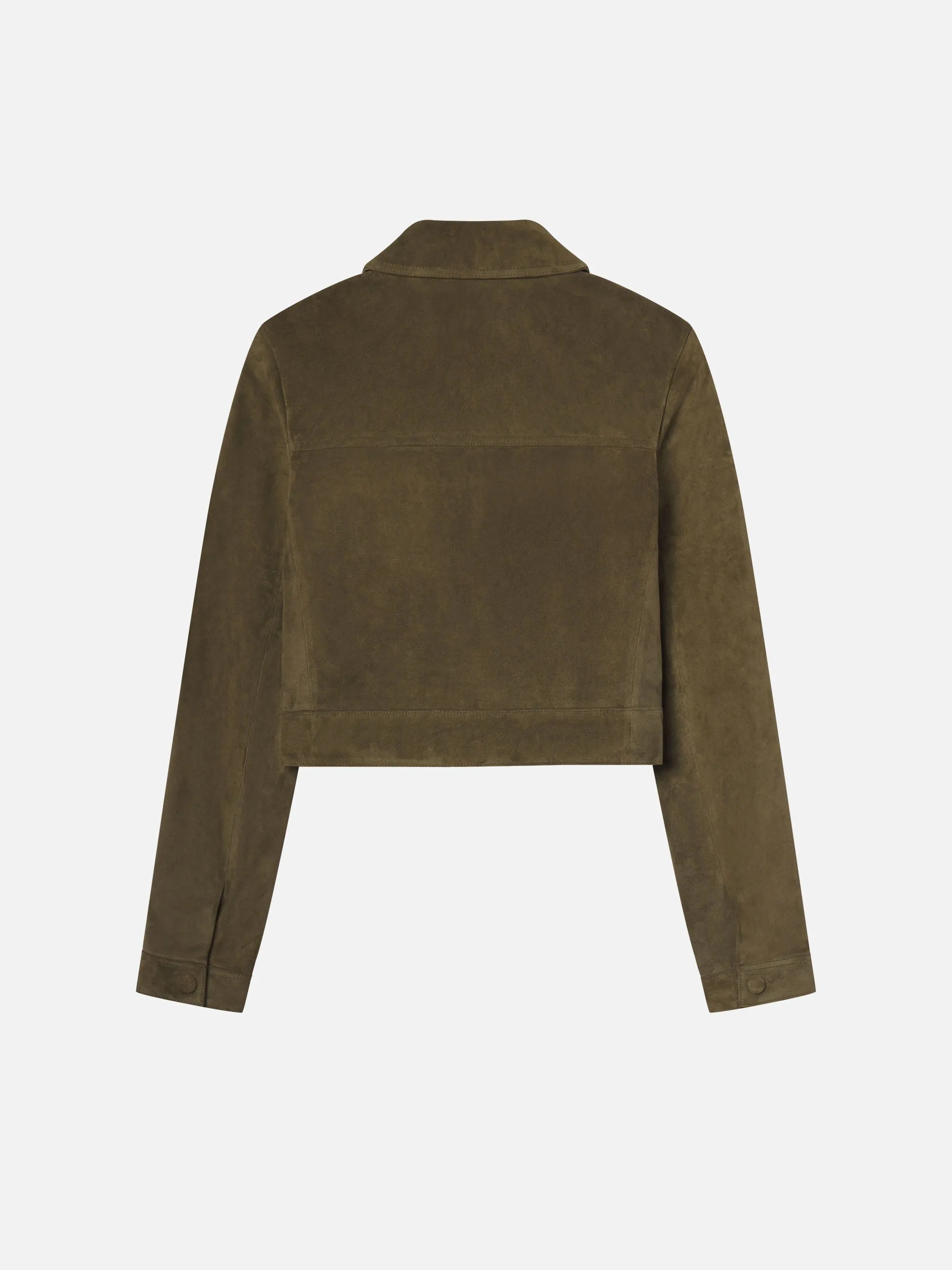 ScratchResistant Zippers Layered Collar Design The Small Suede Jacket -- Cypress