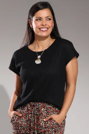 Lined Crochet Look Top | Black | 4651A1 Stage Soul QuickDryMaterial