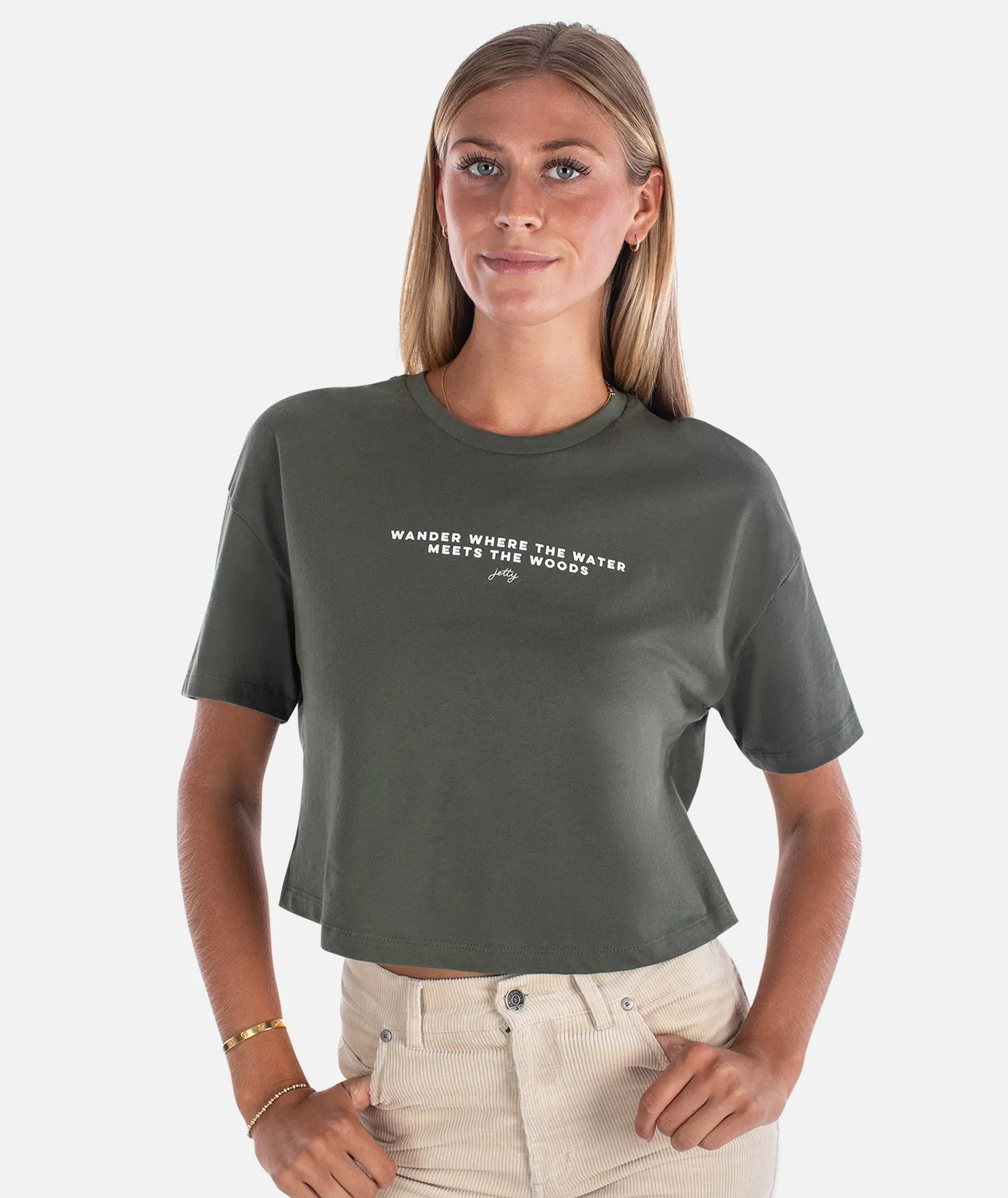 School Uniform Odor Control Finish Water and Woods Tee - Military Green