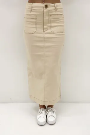 Lindsey Midi Skirt Beige Delicate Texture