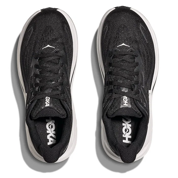 fire - department - training running shoes cushioned fabric shoes Womens Hoka Clifton 10 Extra Wide in Black/White