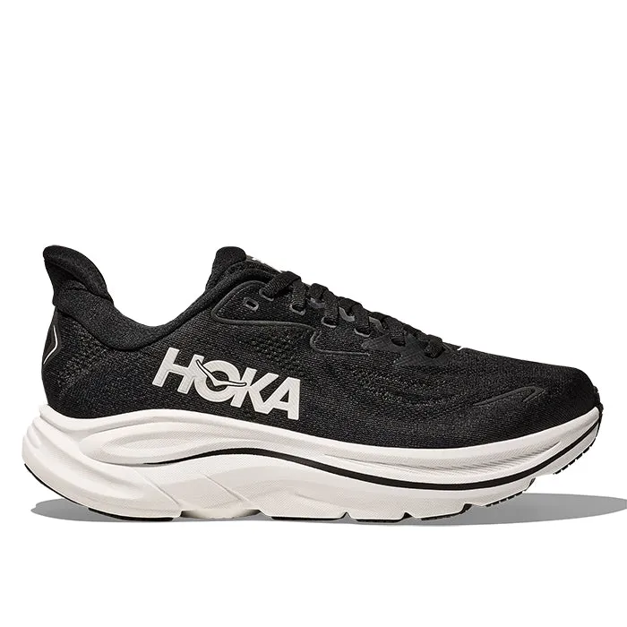 Womens Hoka Clifton 10 Extra Wide in Black/White dance exercise shoes Low Top