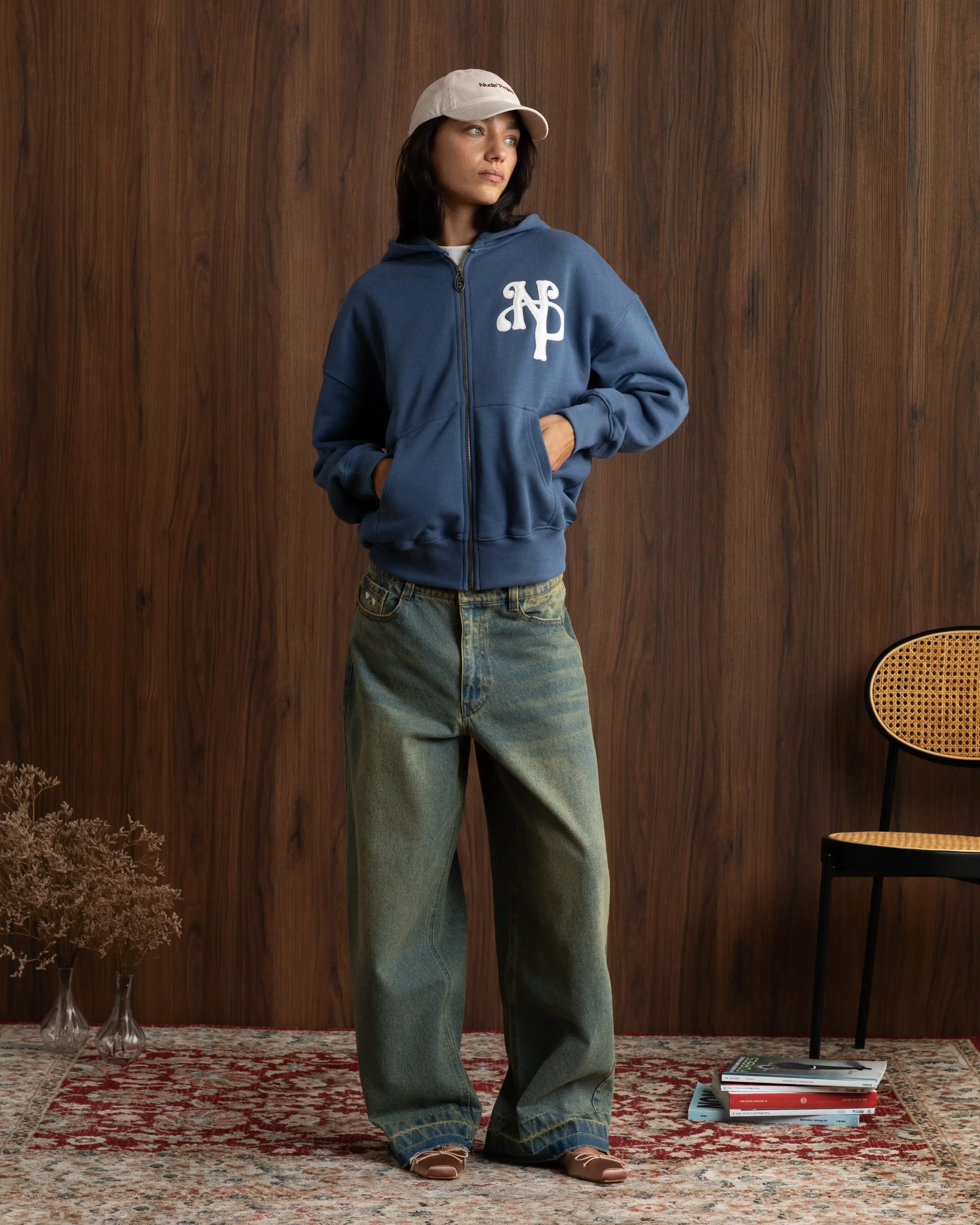 Cozy Protection Kill Bill Zip-Up Hoodie Indigo