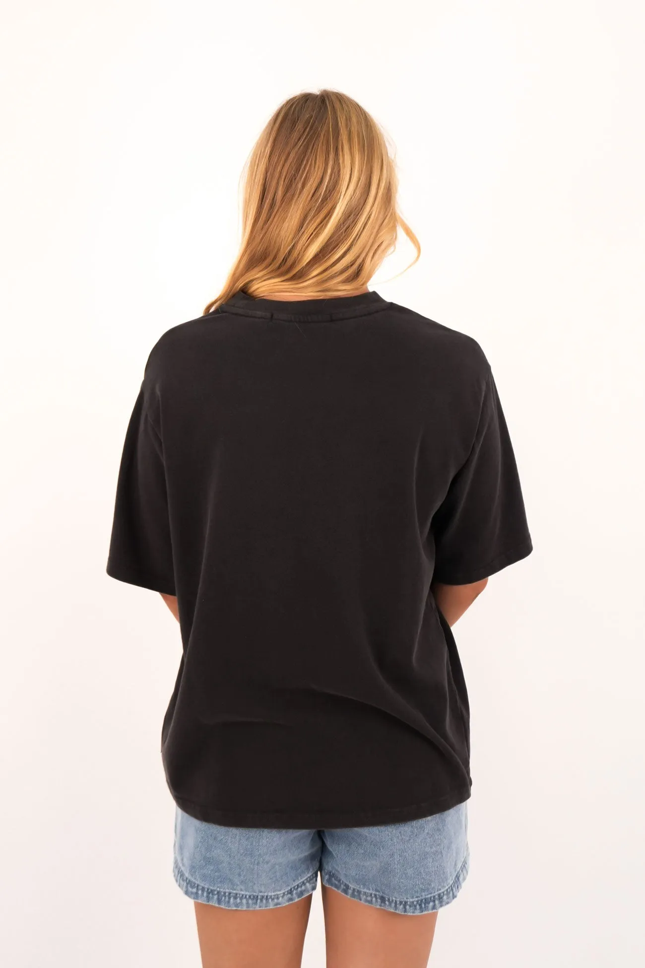 Core Oversized Tee Washed Black Midweight Knit Comfy Style