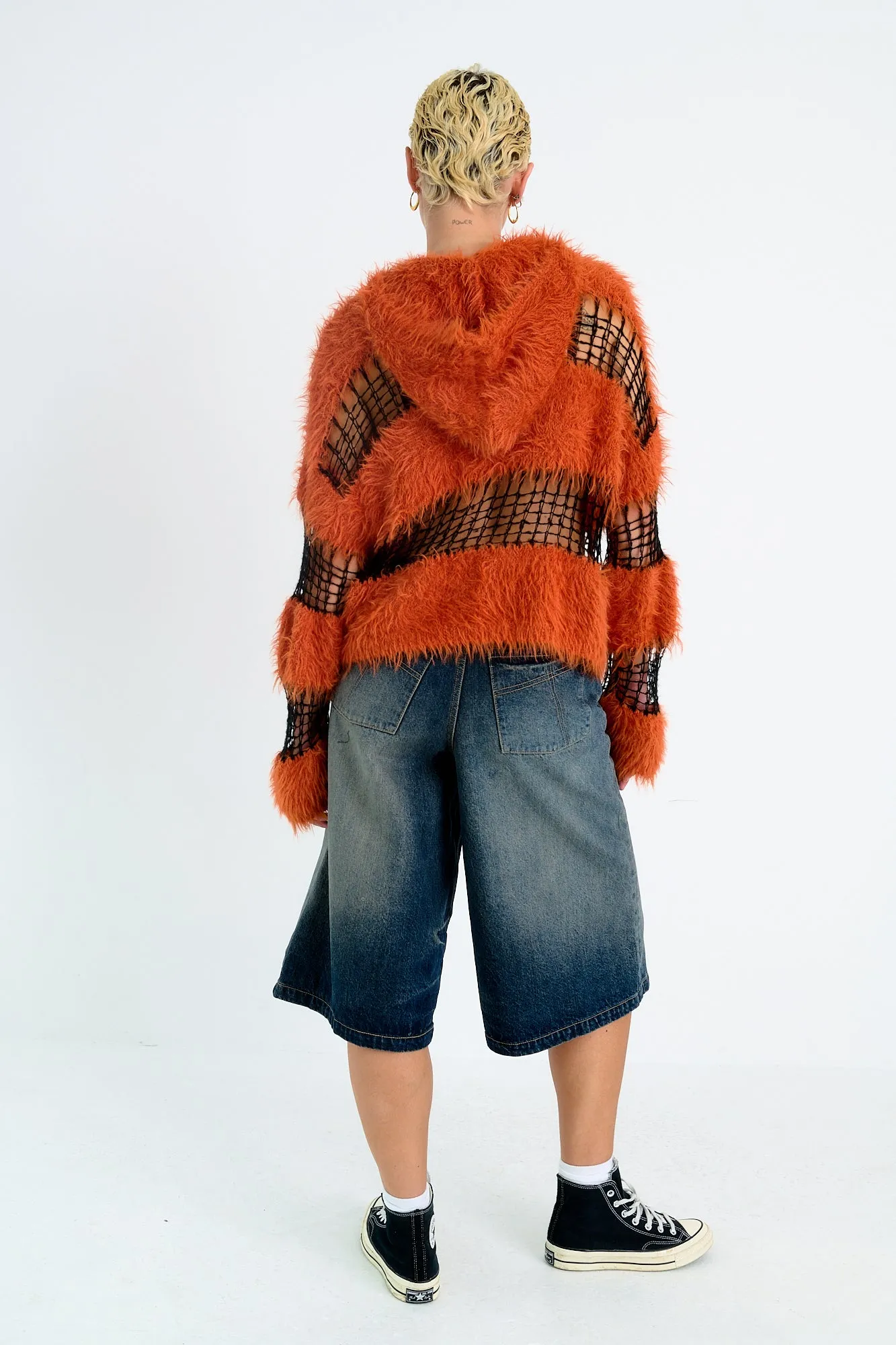 Simple Layer FadeResistant Treatment Corruption Fluffy Stripe Hoodie