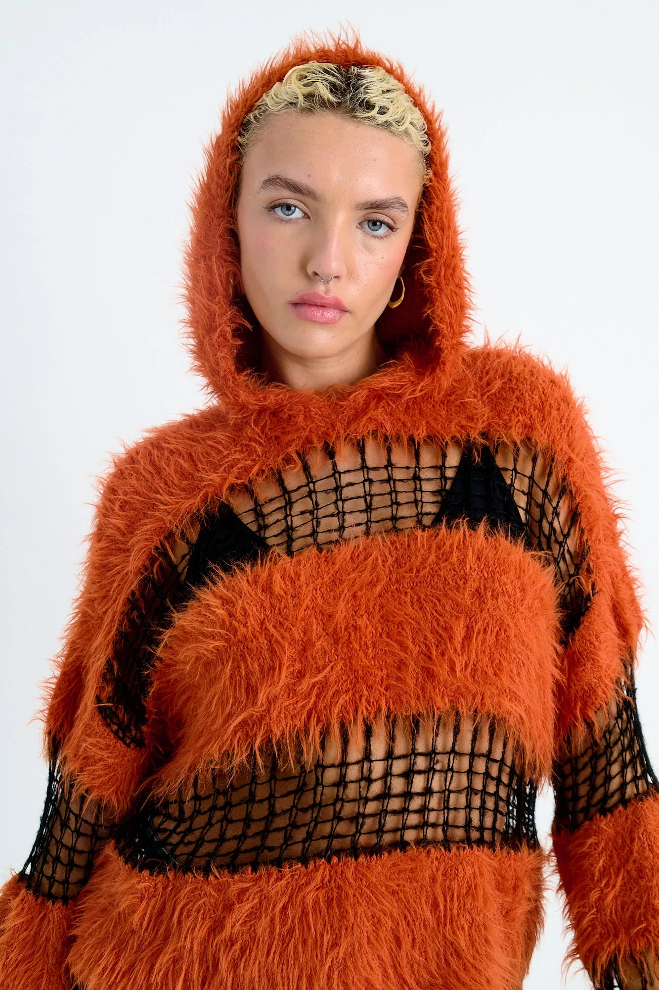 FrictionResistant Sleeves Corruption Fluffy Stripe Hoodie