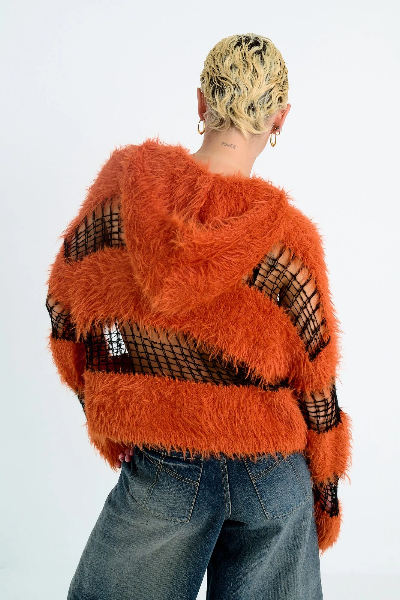 Corruption Fluffy Stripe Hoodie Textured Surface Double Layered