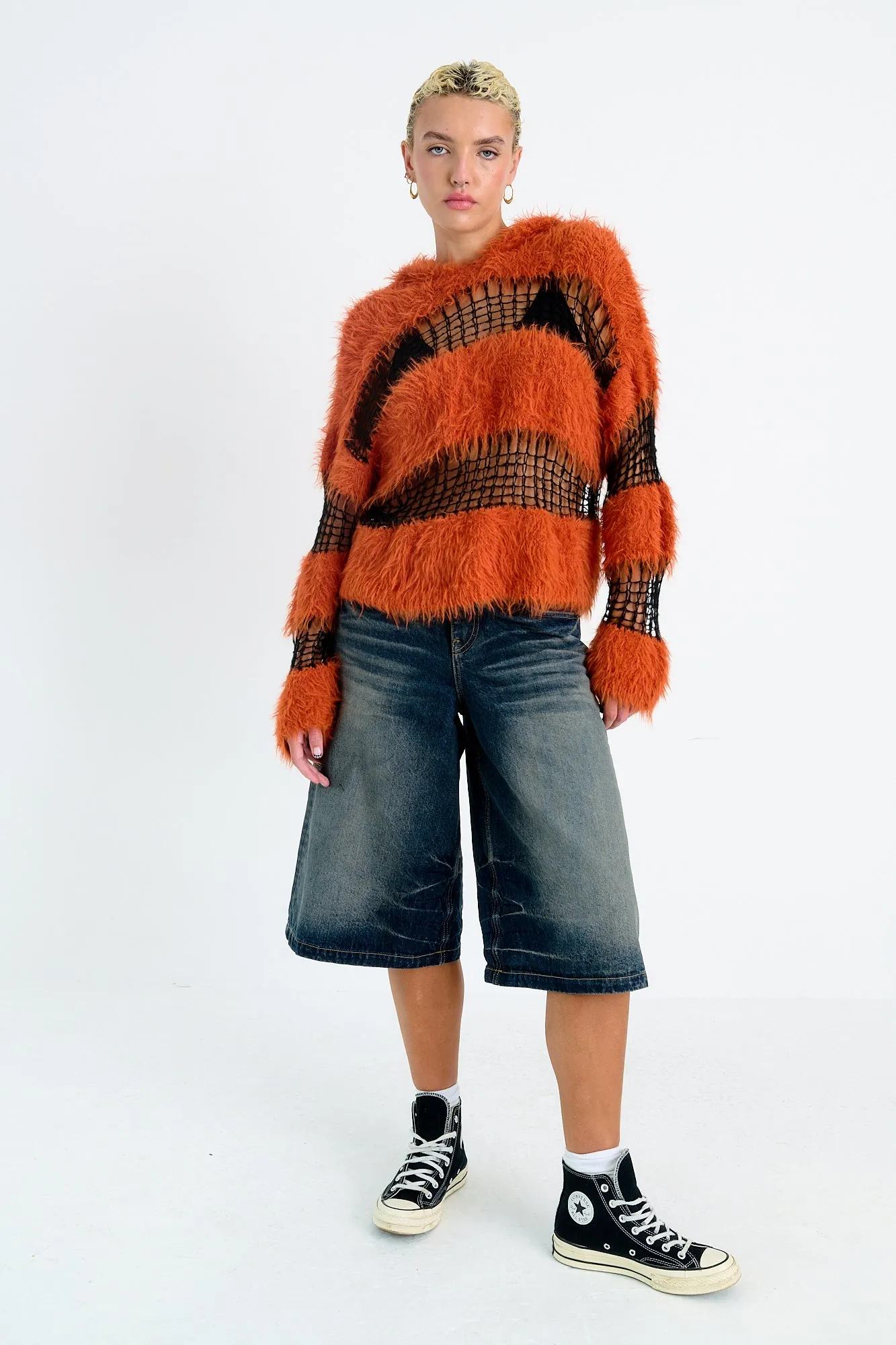 Corruption Fluffy Stripe Hoodie Natural Feel Smart Layer