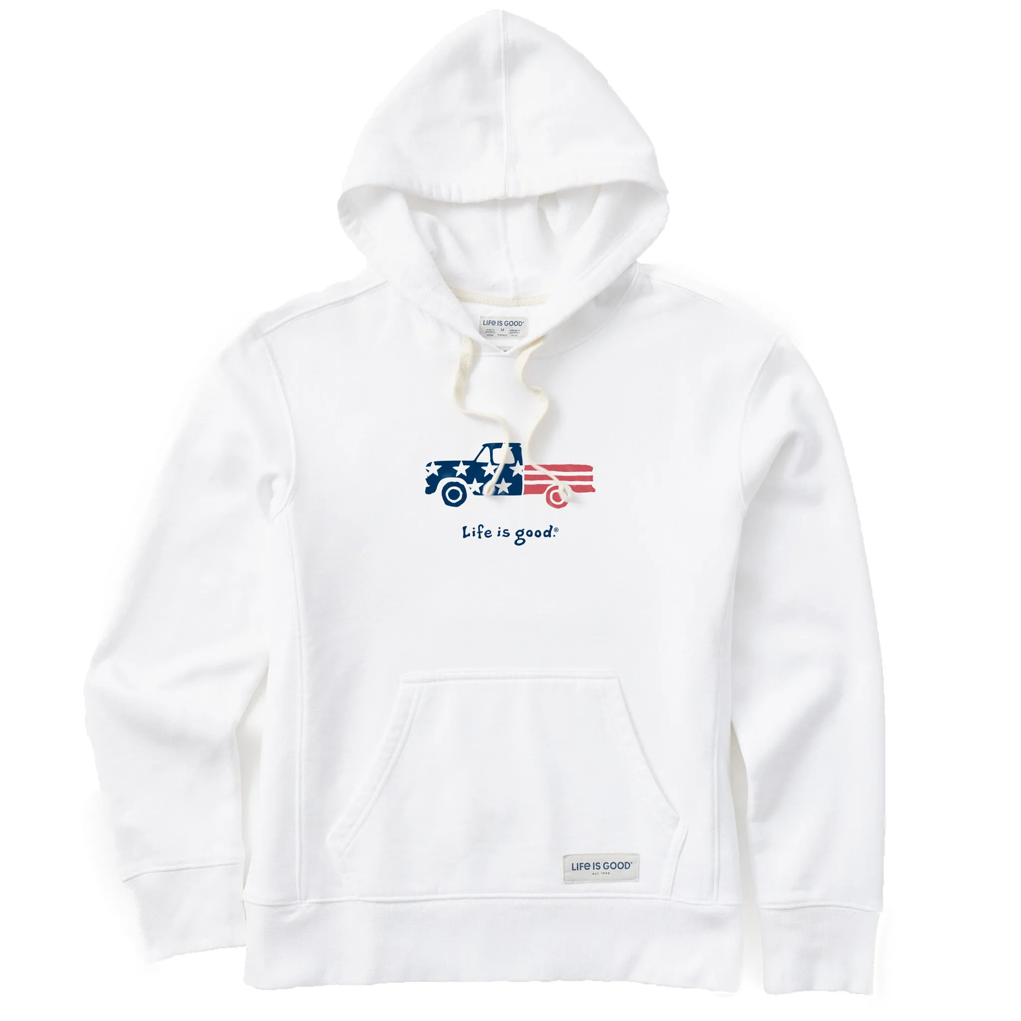 fringe accents Casual Wear Women's Patriotic Truck Simply True Fleece Hoodie