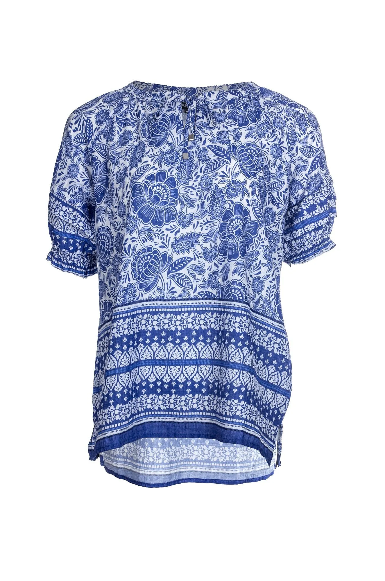 Light Flow Cotton Blend Top | Delft Garden Border | 6511A1