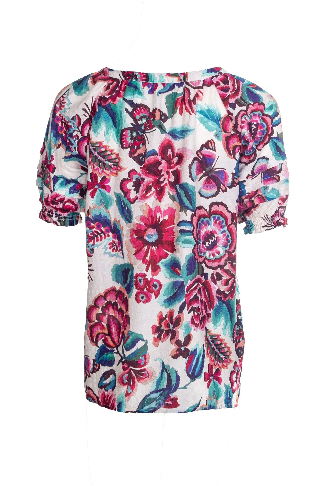 Spring Glow Cotton Blend Top | Embroidery Butterfly | 6511A1