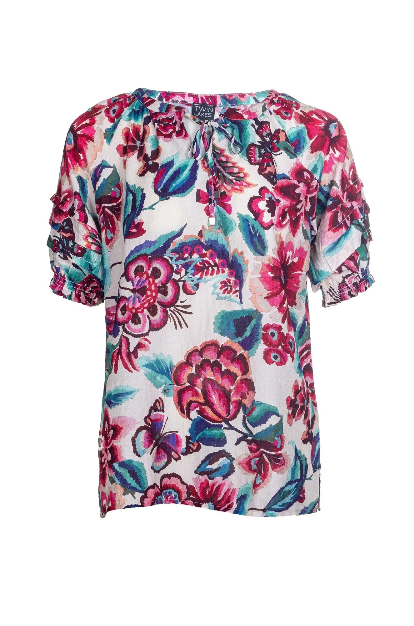 DurableThreadwork Recycled Polyester Cotton Blend Top | Embroidery Butterfly | 6511A1