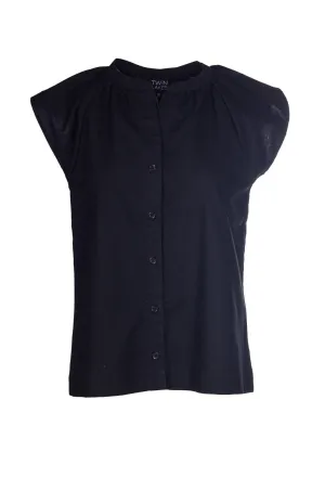 Universal Clasp Mechanism Cotton Linen Blend Top | Black | 6774A1