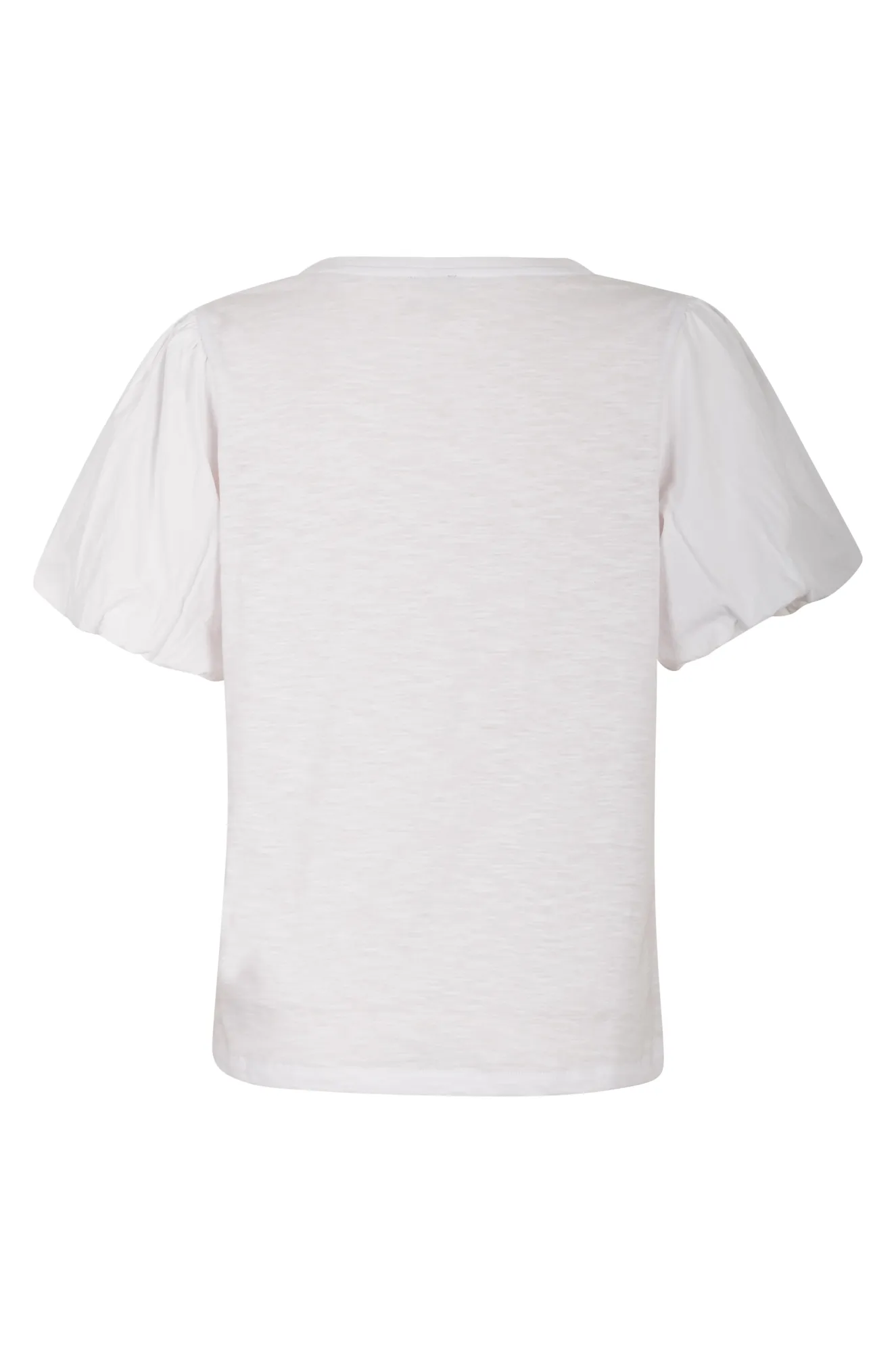 Cotton Rich Top with puff sleeve | WHITE | 6965AR CompactPackableDesign