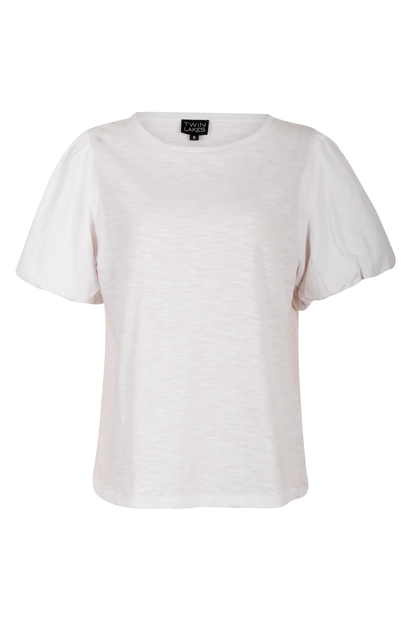 Cotton Rich Top with puff sleeve | WHITE | 6965AR World Edge SweatWickingLining