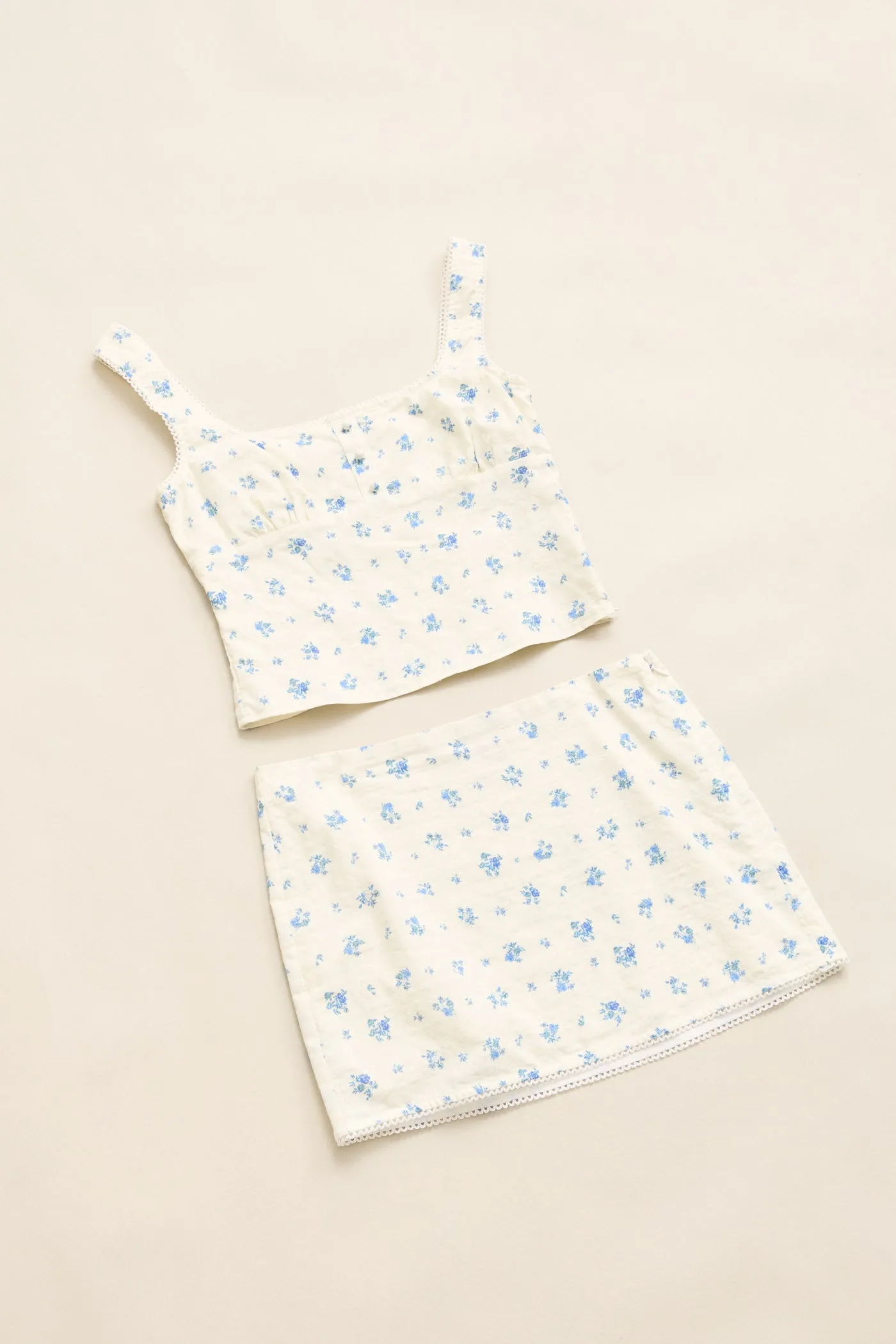 Laser Cut Edges Dahlia Mini Skirt  Sky