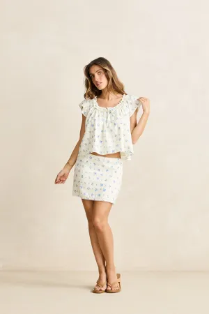 Comfort Waistline Dahlia Mini Skirt  Sky