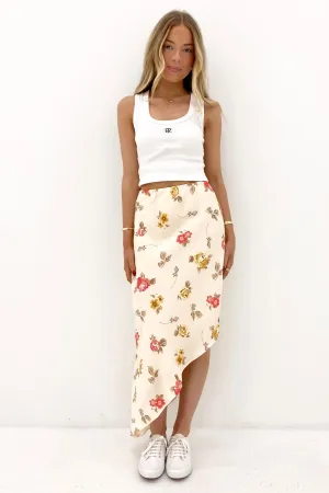 Push Button Closure Madelyn Asymmetric Skirt Print