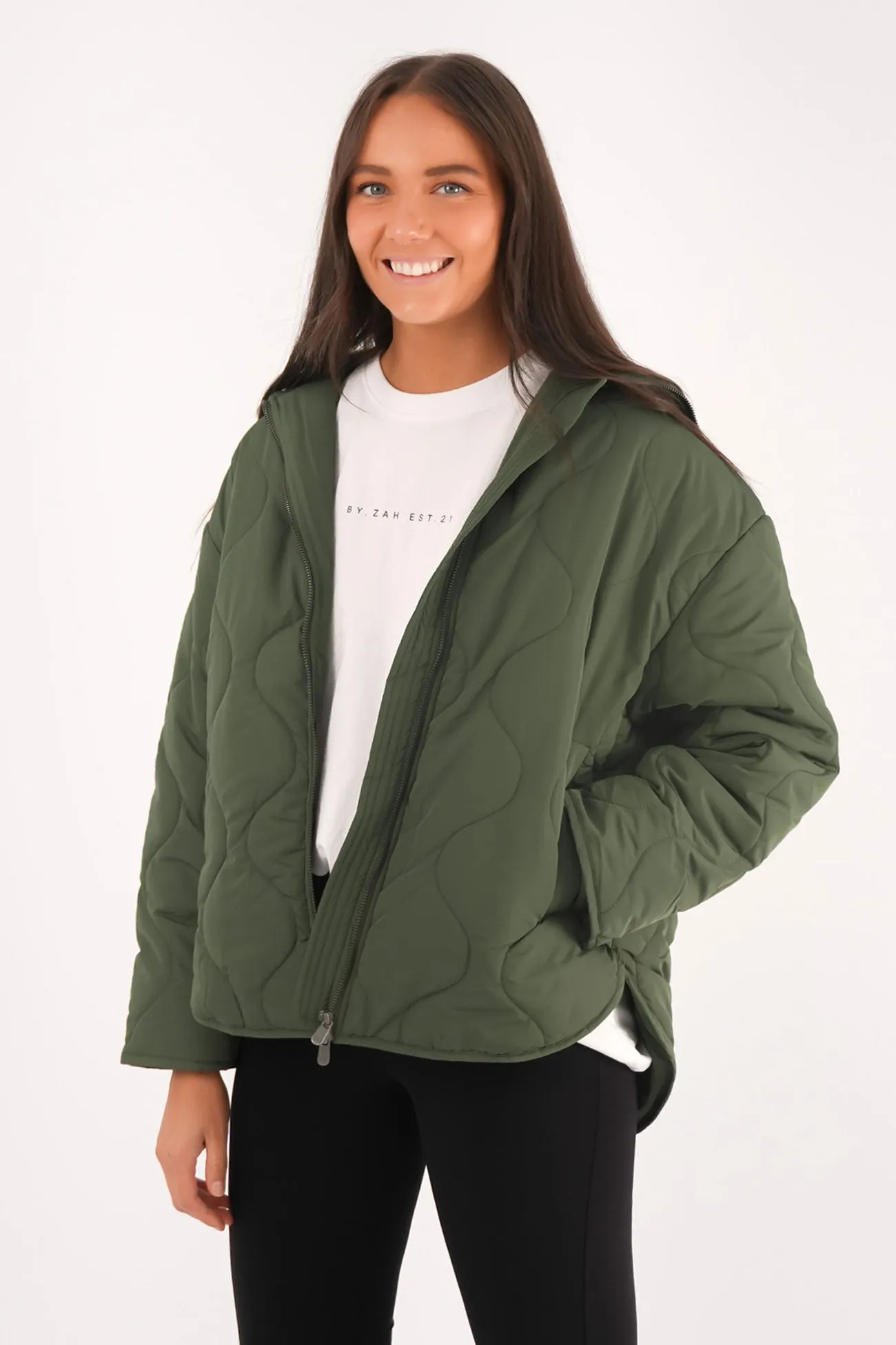 Compression Panels Mellow Quilted Jacket Khaki