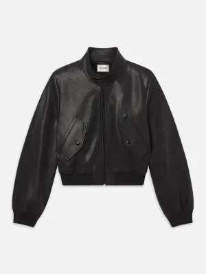 All Day Layering The Leather Harrington Jacket -- Black