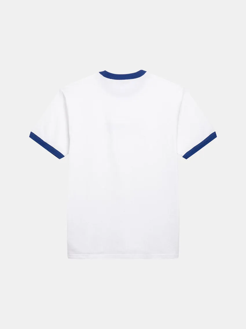 Heathered Texture W Connection Script Ringer Tee White/Wolfsbane