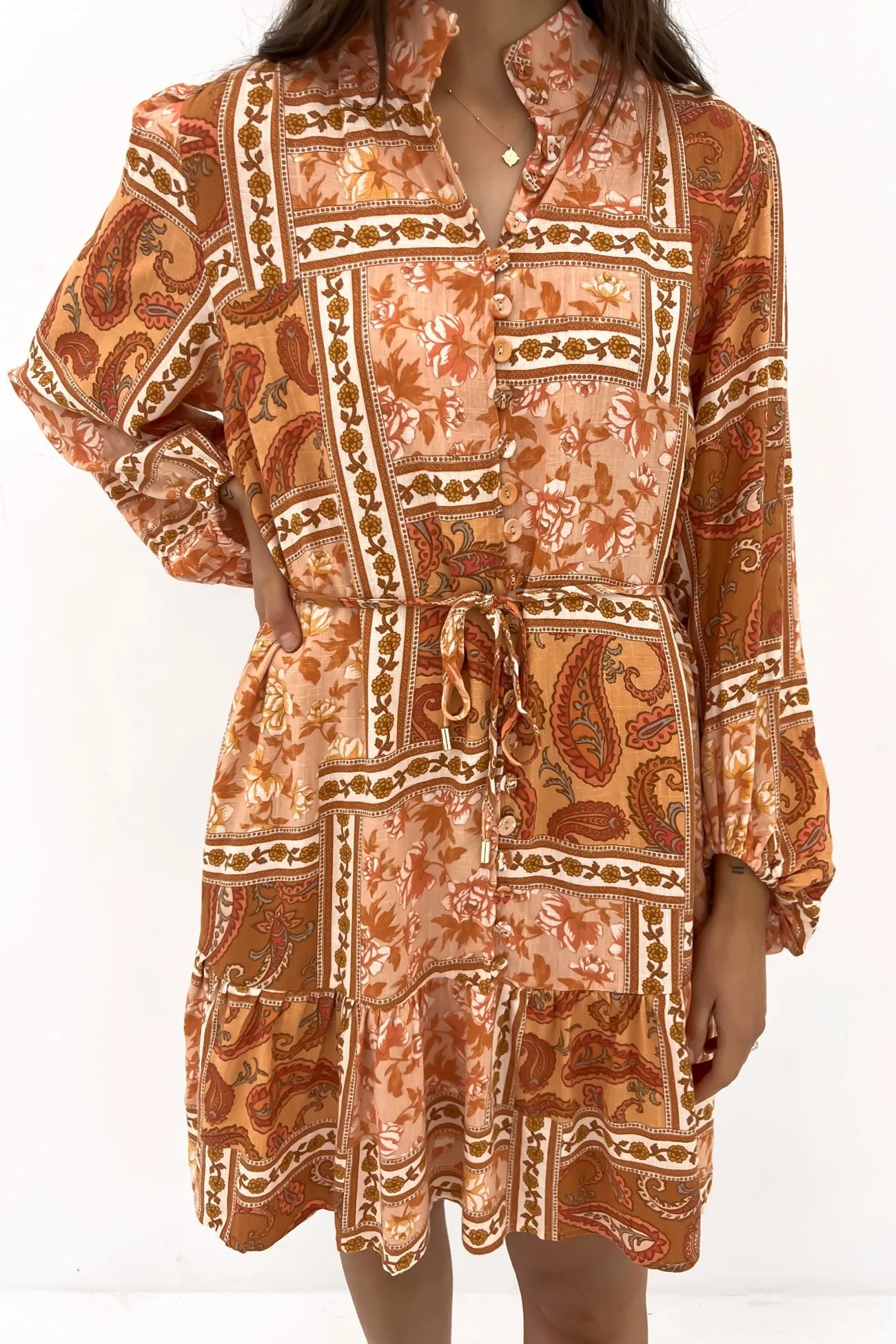 Fall Ready Vanessa Mini Dress Rust Hazel