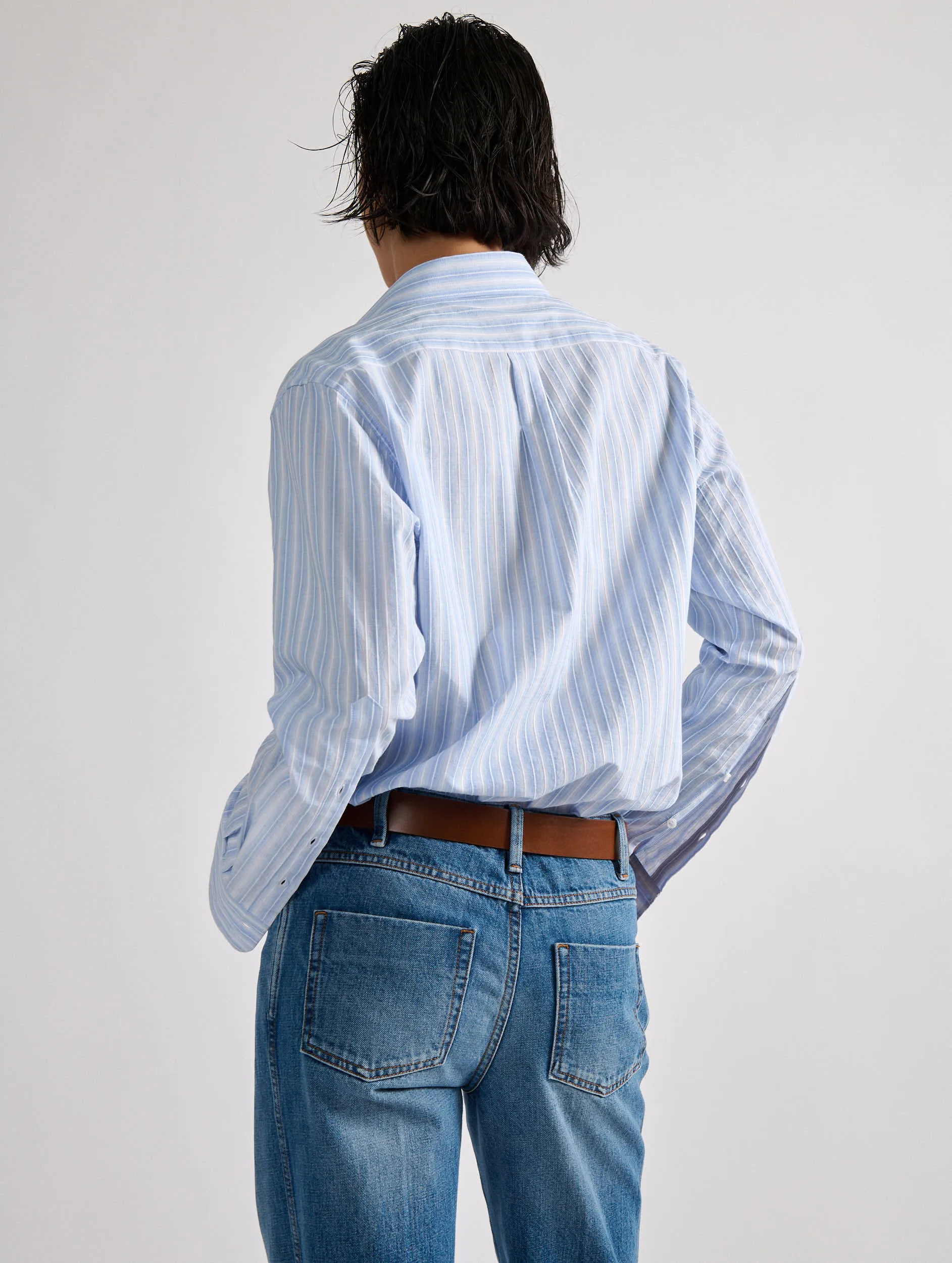 Structured silhouette Oxford stripe shirt
