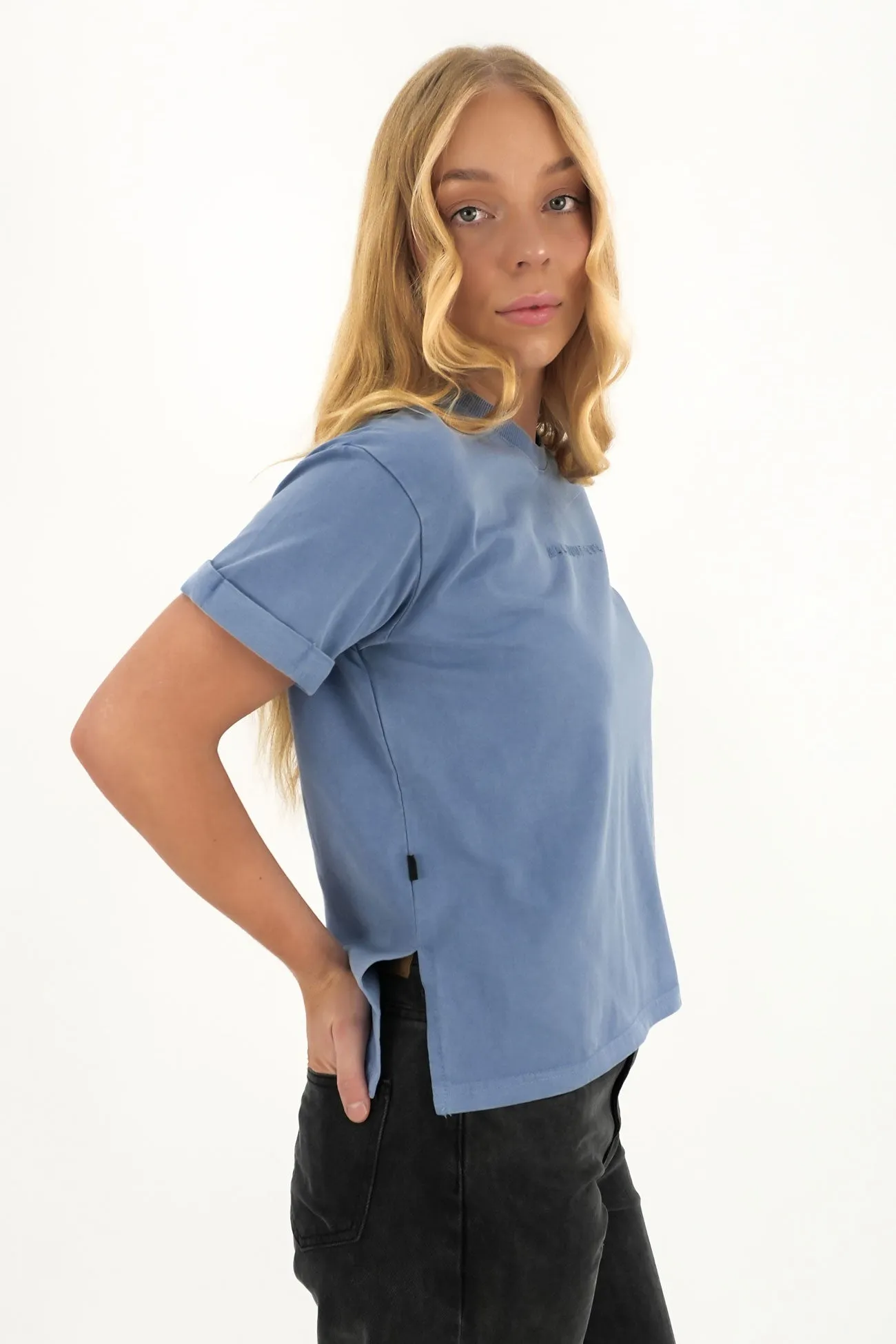 AAE Washed Tee Denim Solid Color