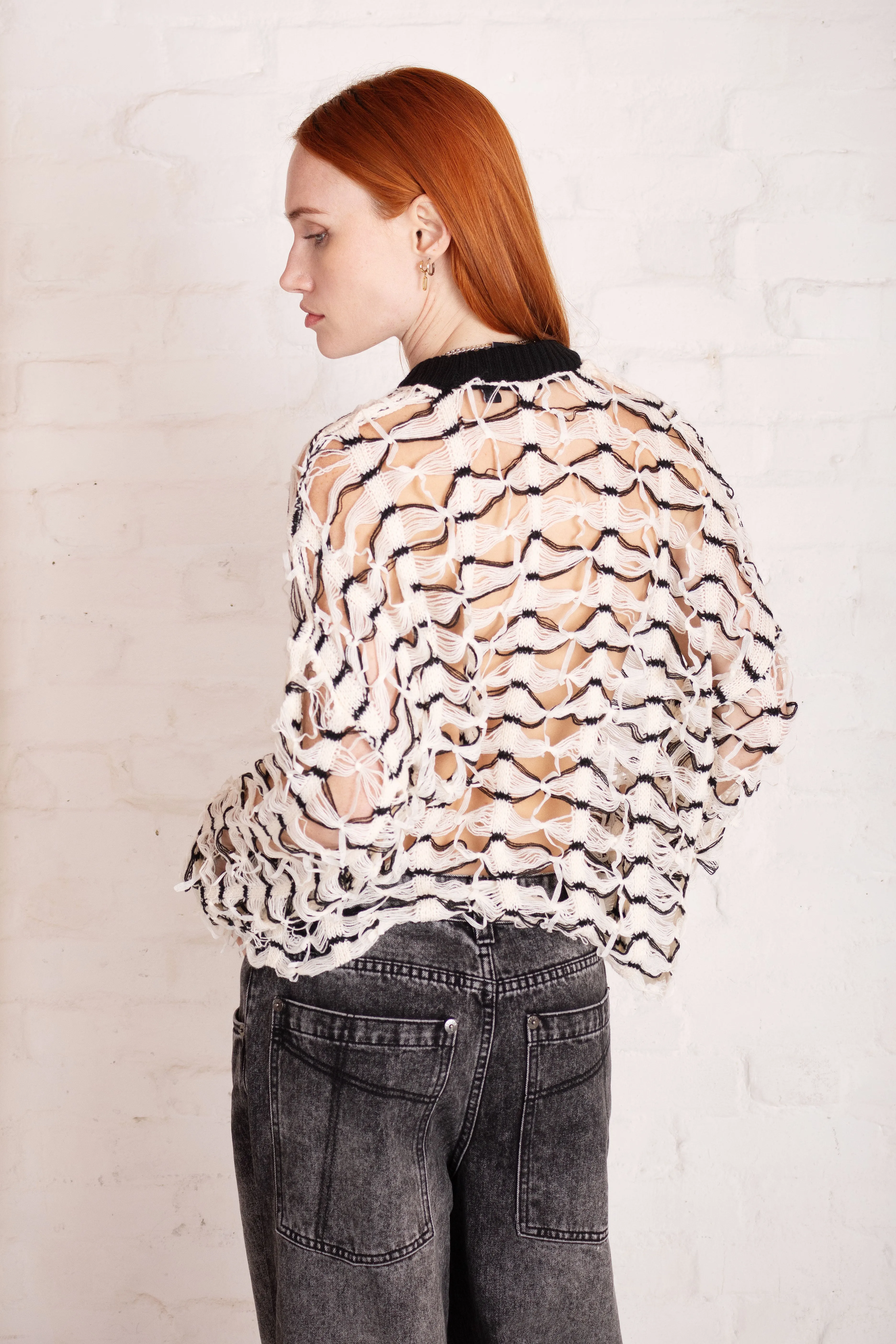 Craft Loose Knit Cozy Finish Contrast Trim Accent