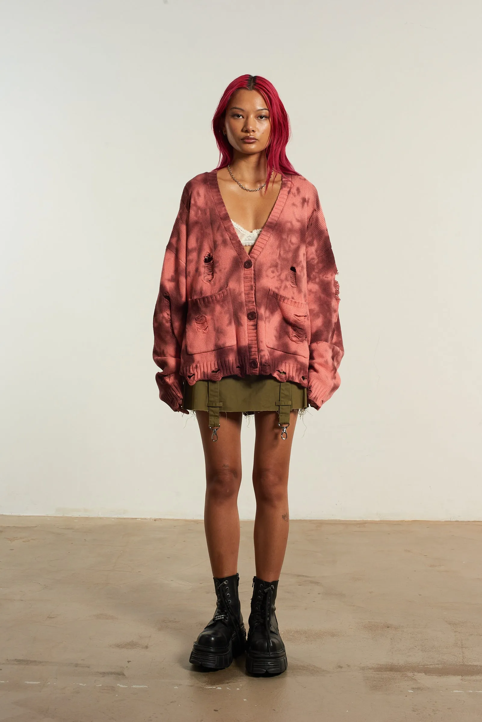 No Effort Gentle Wash Process Creature Tie Dye Cardigan