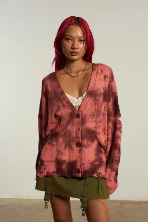 Smart Pick Circular Knit Design Creature Tie Dye Cardigan