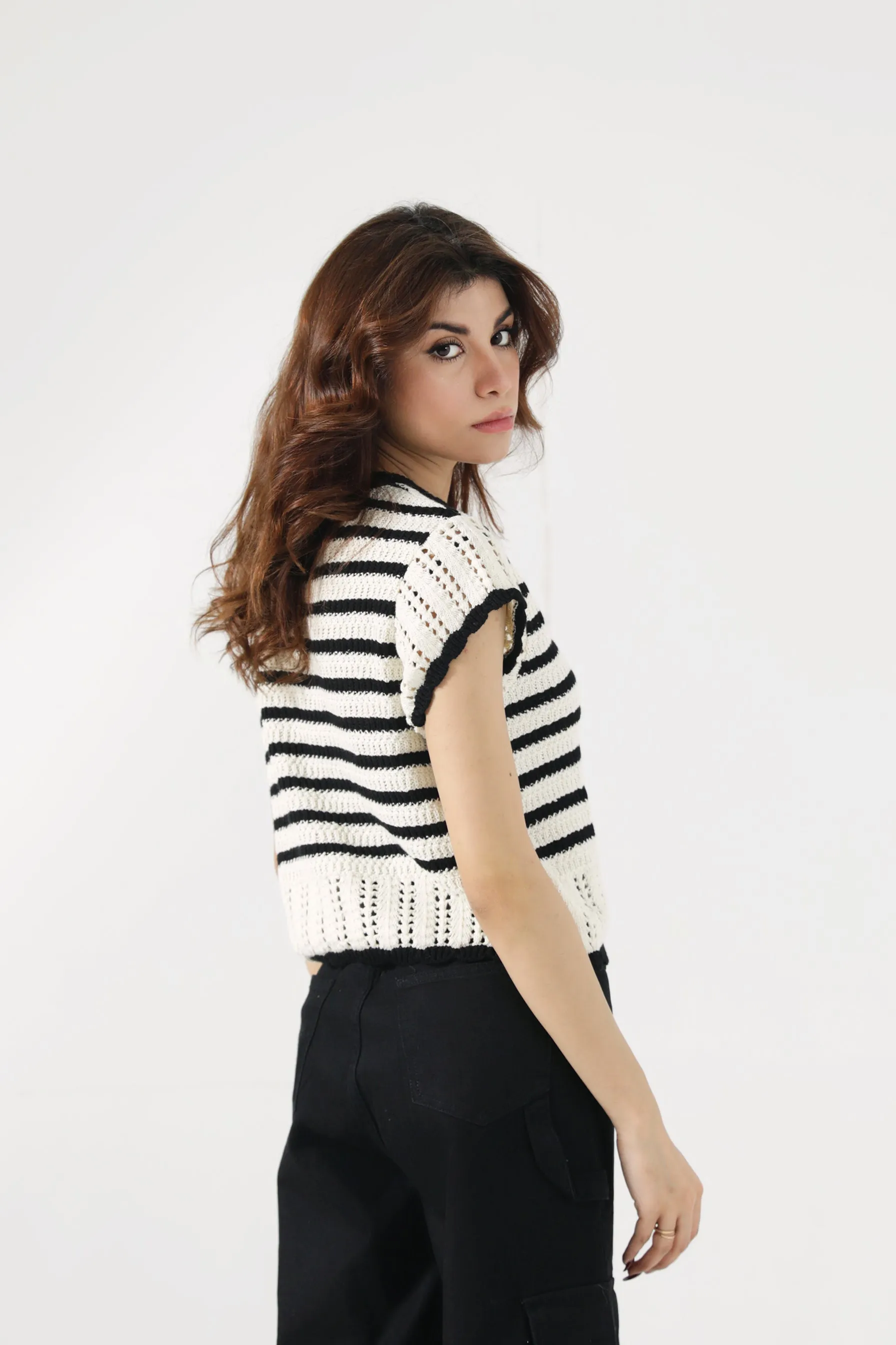 CONTRAST CROCHET KNIT TOP EcoFinish Waterproof Coating Natural Odor Control