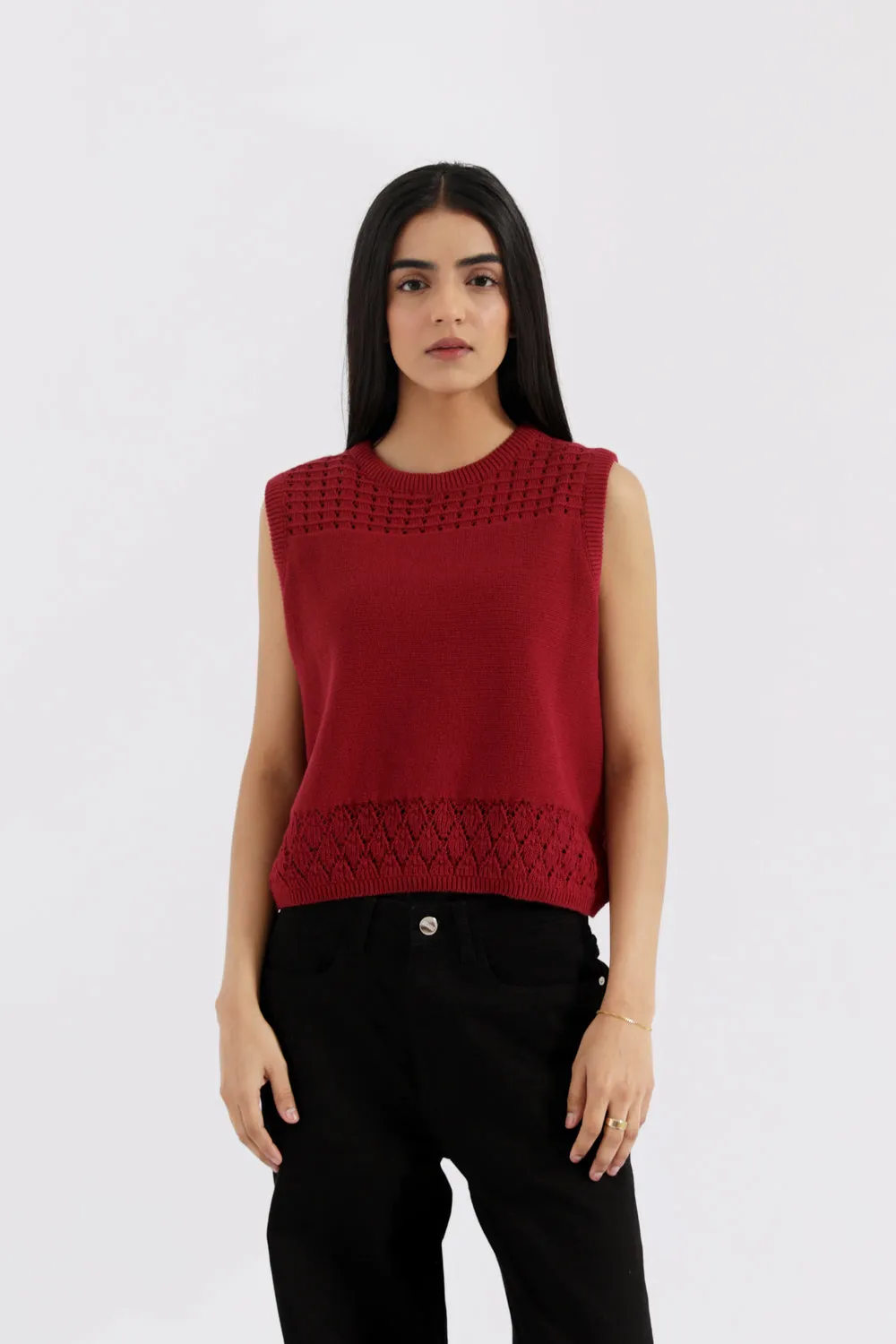 CROCHET KNIT VEST Smooth zipper closure EcoConscious Production