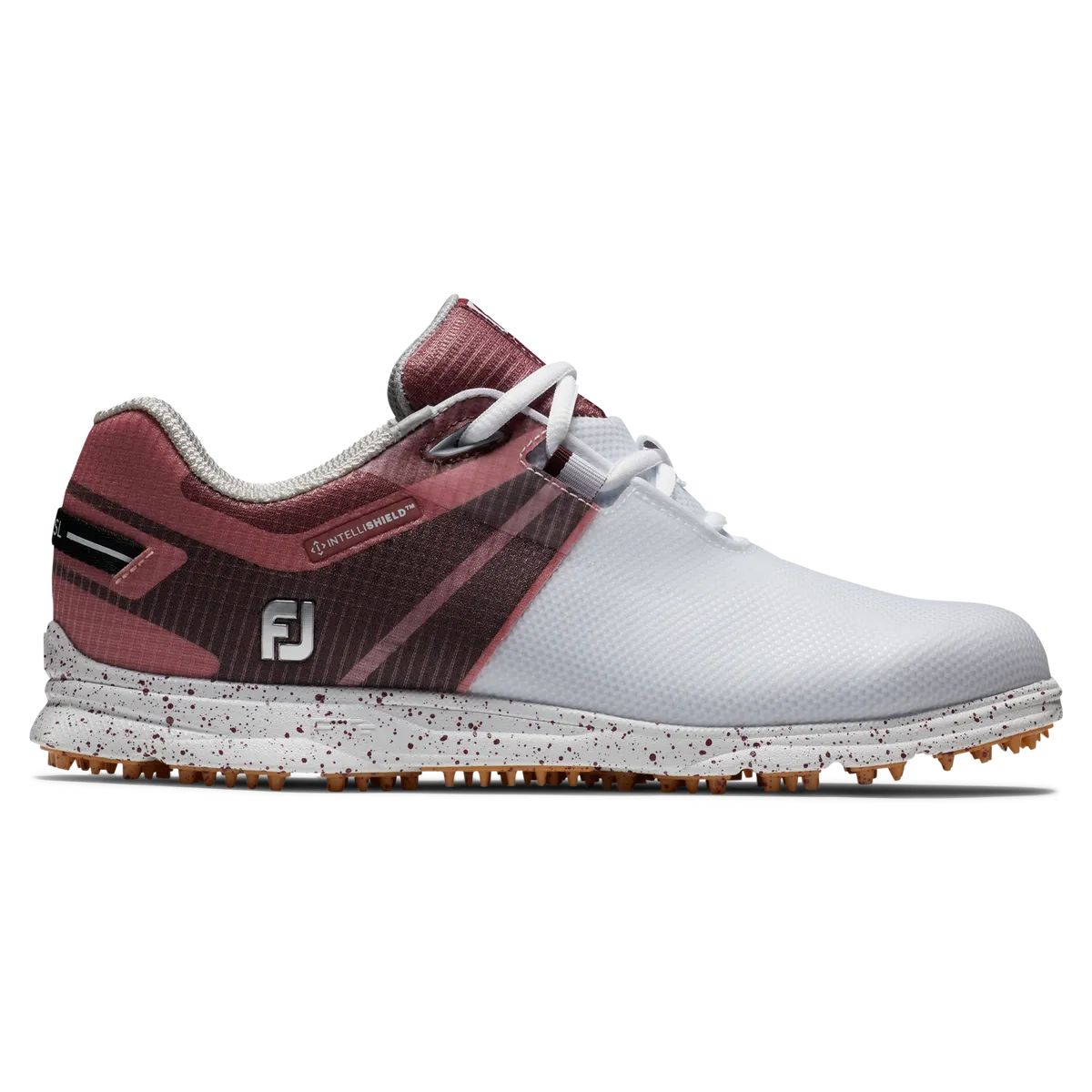 FootJoy Women's ProSL Sport Golf Shoes- White/Burgundy Multi Surface Track Power