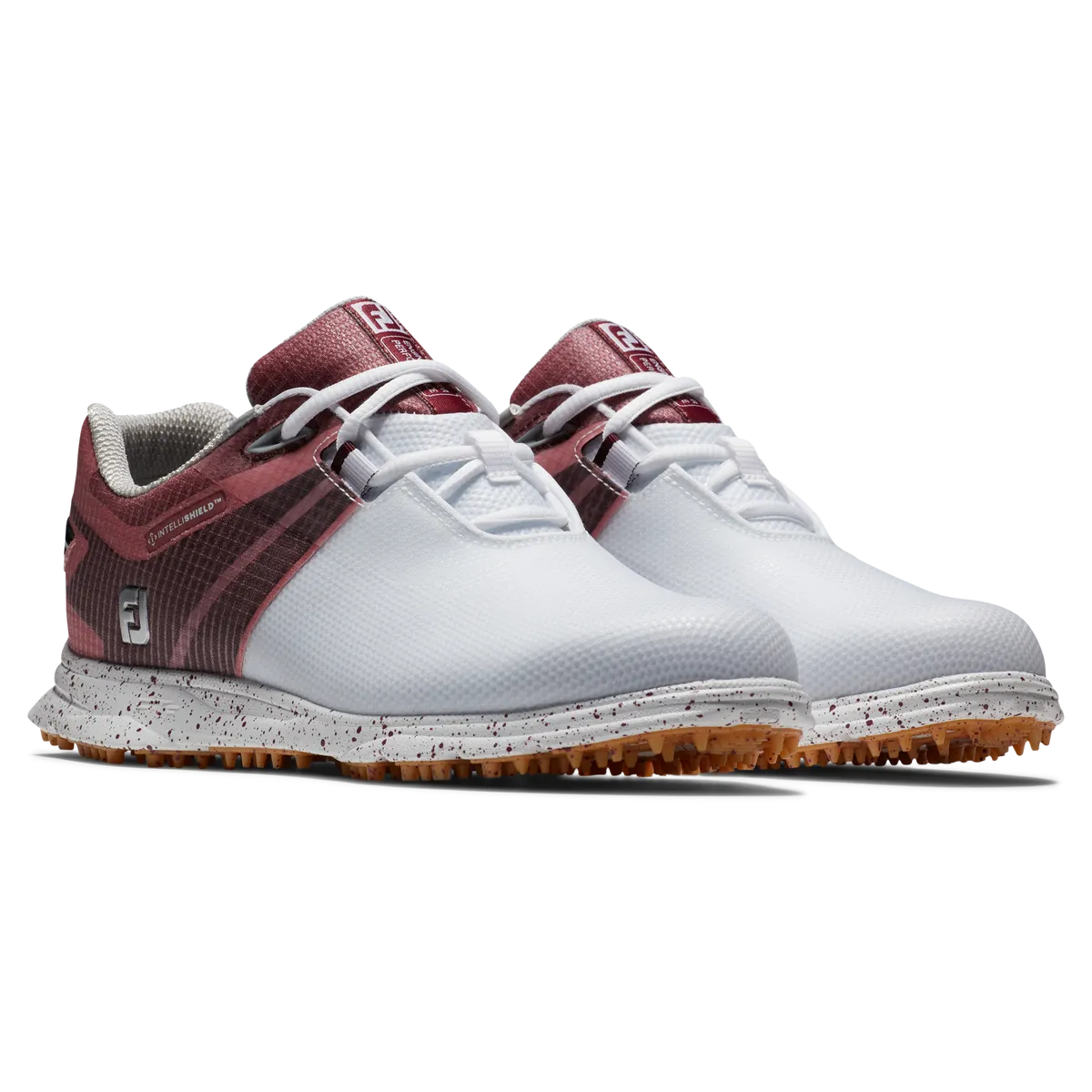 Total Comfort FootJoy Women's ProSL Sport Golf Shoes- White/Burgundy