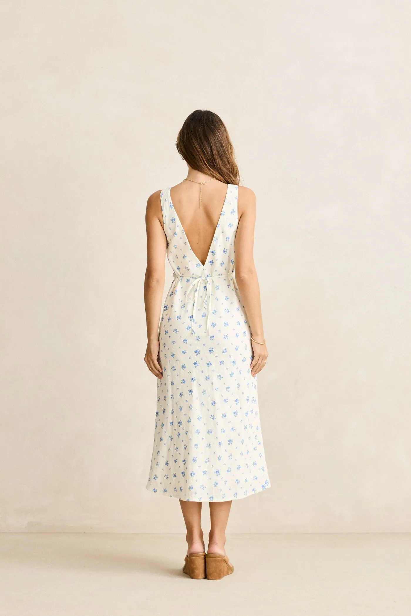 Dahlia Bias Cut Dress  Sky MoistureWickingTechnology Sheer Look