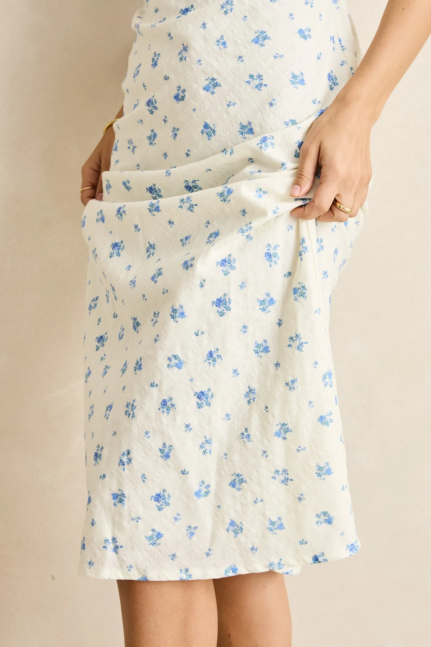 Silky Form Dahlia Bias Cut Dress  Sky