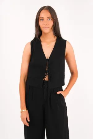 Bold Fashion Cozy Pajama Pants Natalia Vest Black