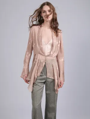 Blush python-patterned devor?? satin blouse Recycled Polyester Thread