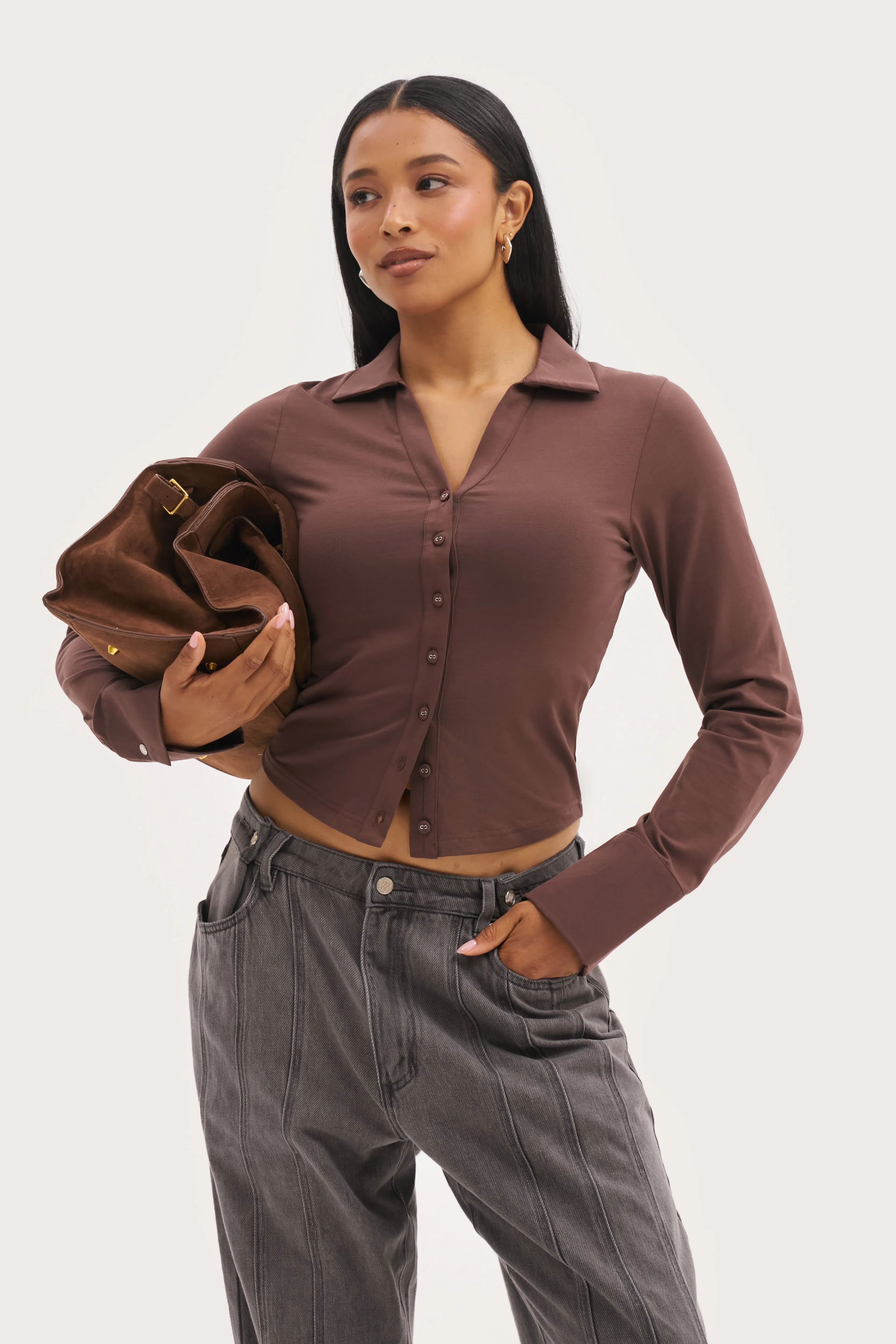 Daily Errands Fitted Shirt - Mocha Non Iron Finish