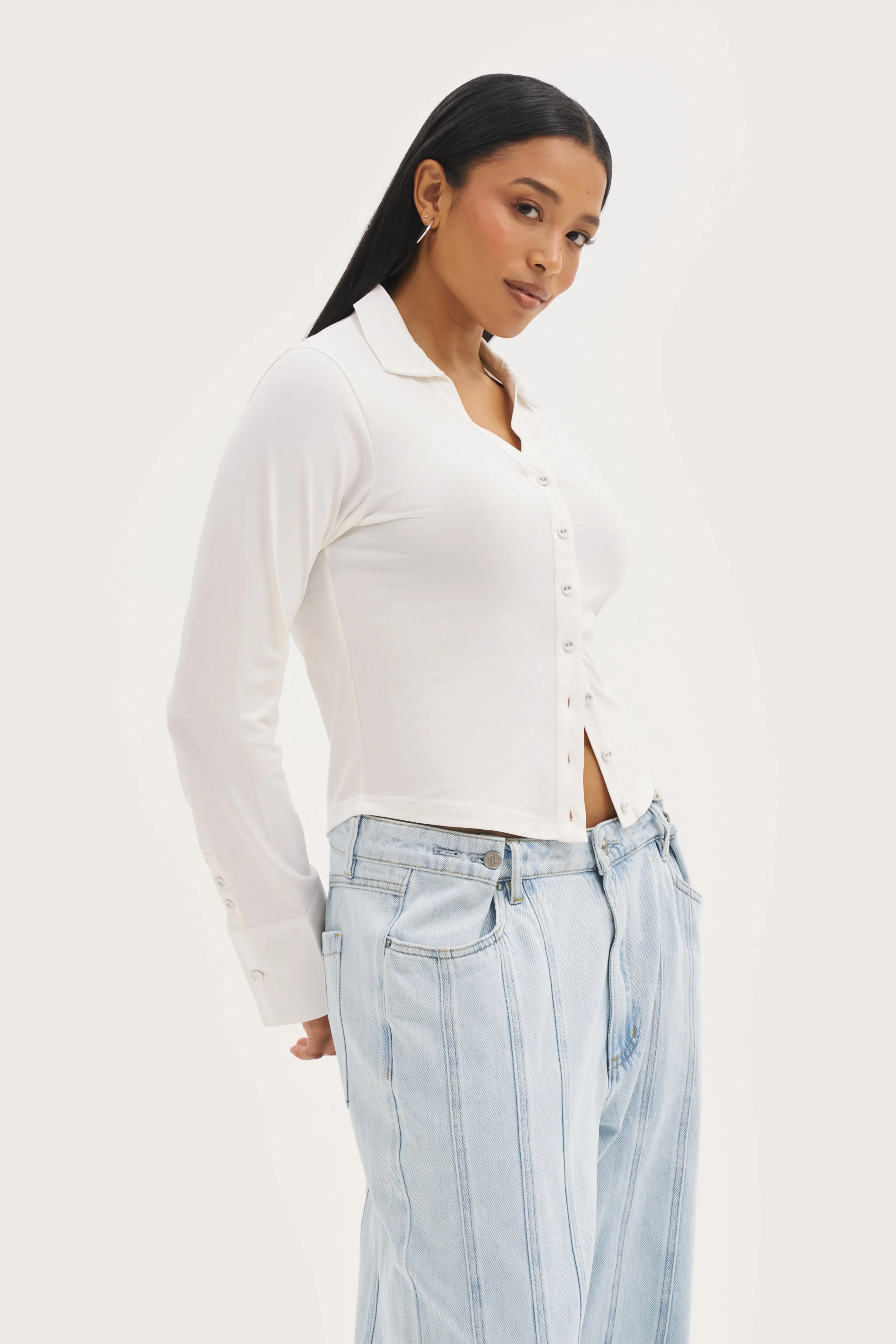 Daily Errands Fitted Shirt - White Flexible Collar