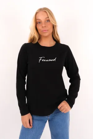 Lightweight clothing Signature Long Sleeve Tee Washed Black