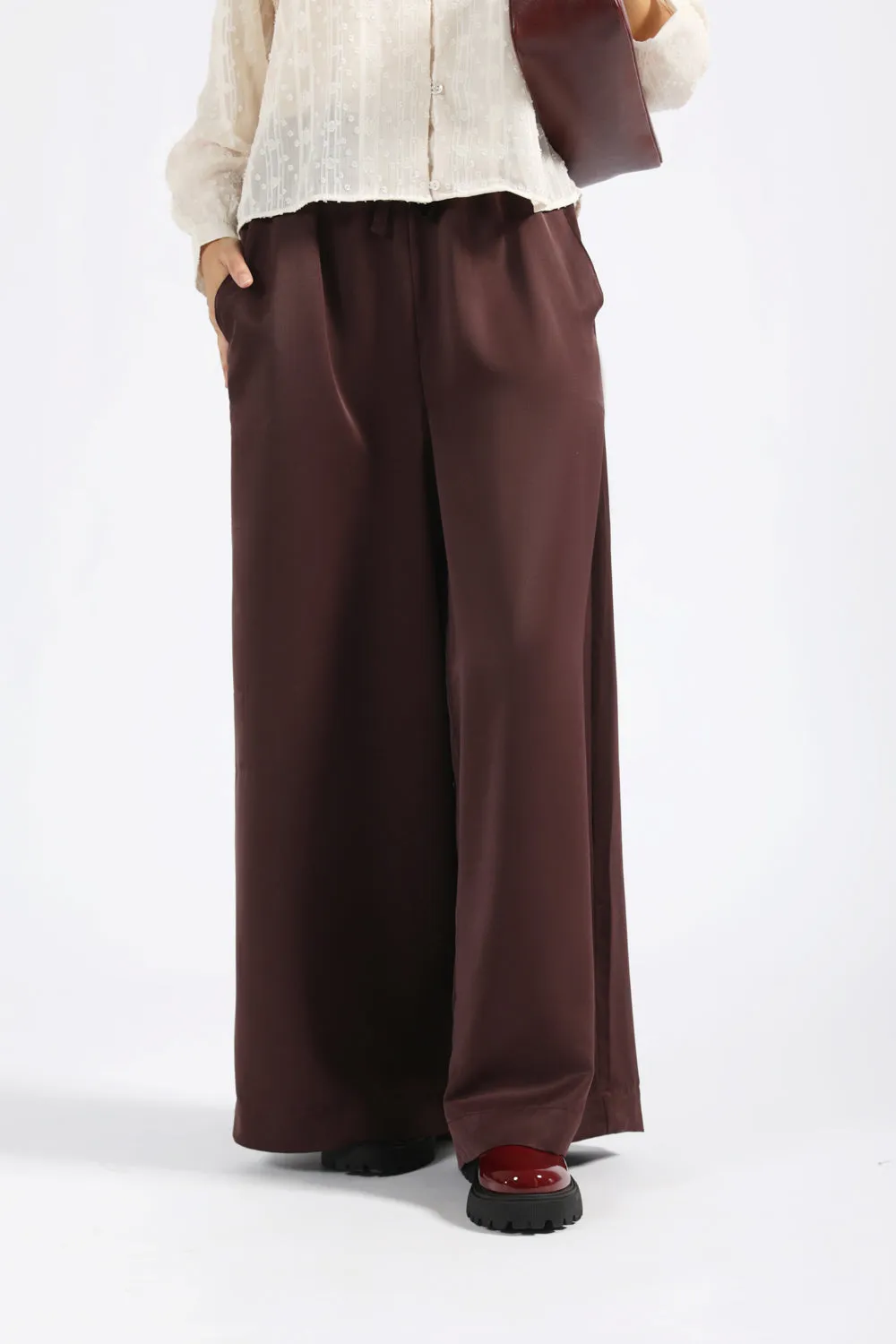 Lightweight Versatile Design WIDE LEG TROUSERS WITH TIE DETAIL