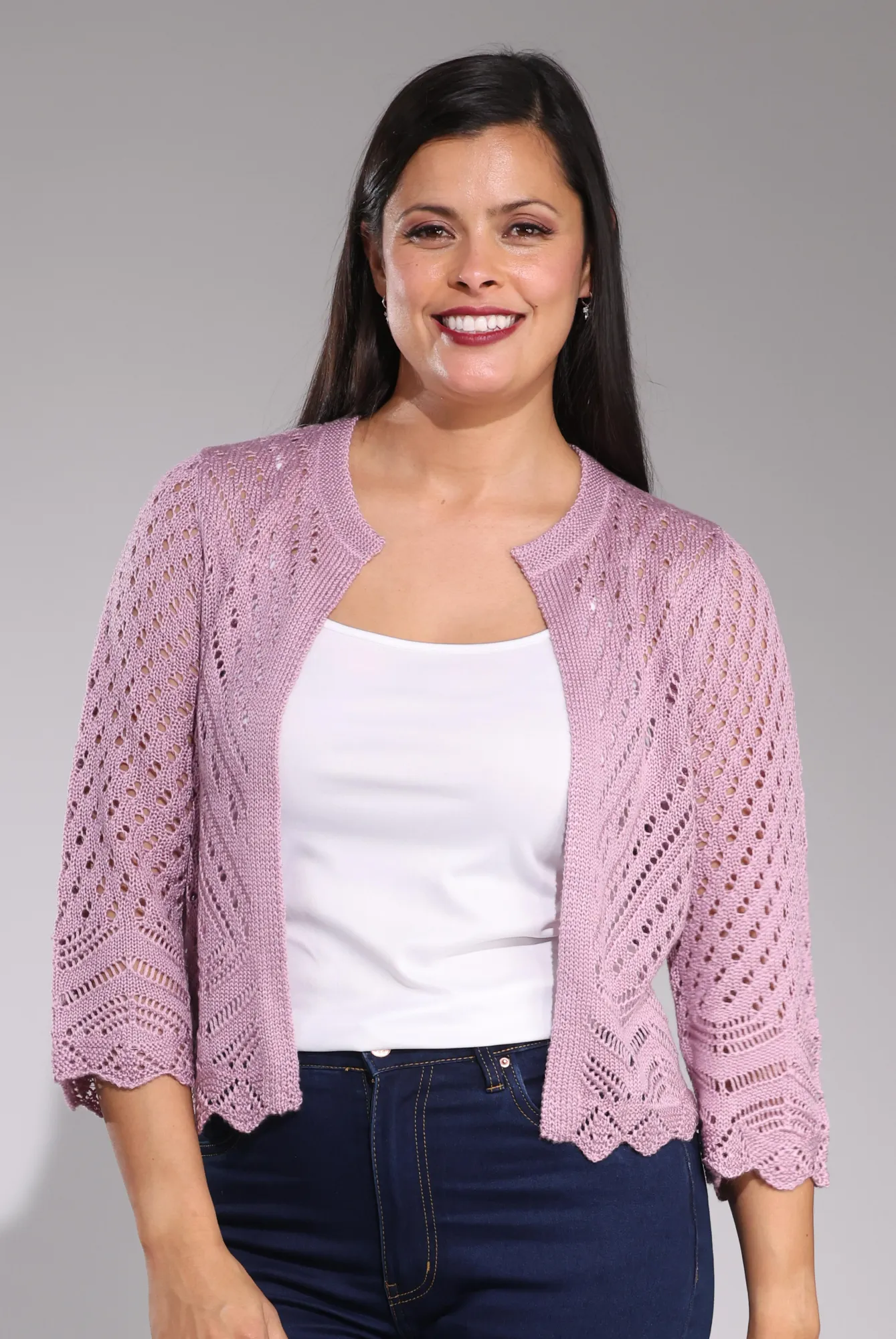 Crochet Knit Cardigan | WISTERIA | 0013C1 Royal Mode WrinkleFree Material