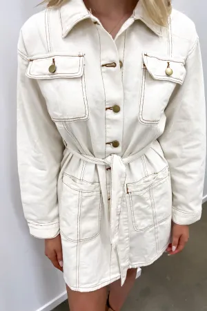 Daneika Denim Mini Dress Sand Body Fit Relax Feel